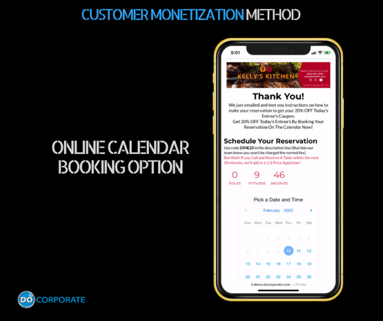 Dine In Demo Online Booking Redemption